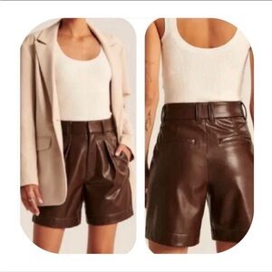 NWT Abercrombie Brown Vegan Leather Tailored Shorts